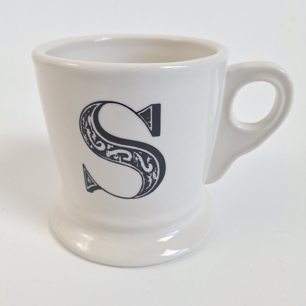 Anthropologie Classic Black & White "S" Monogram Mug